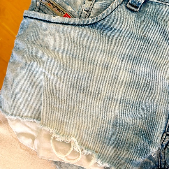 Light wash Diesel Distressed Jean Shorts - Picture 2 of 7